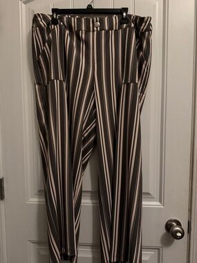 Cato Striped Wide-Leg Pants in Brown and Cream